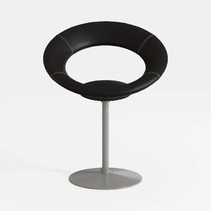 Modern Minimalist Black Leather Metal Bar Stool 3D Model