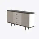 Modern Fluted Solid Wood Metal Accent Sideboard Cabinet 3D Model Left 45 Degree View