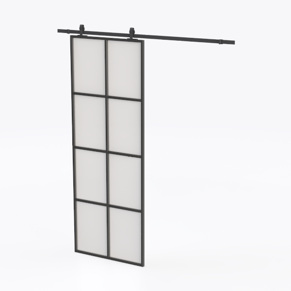 BARNSMITH 36in x 96in Frosted Glass Barn Door and