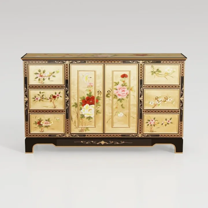 Millies Accent Cabinet with 4 Carved Doors