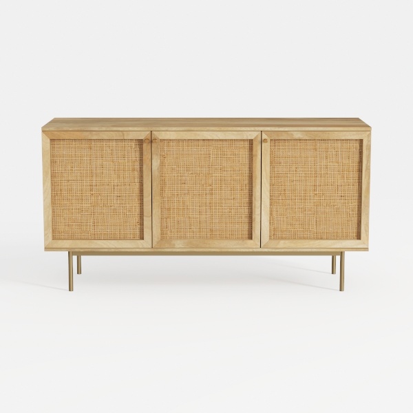 SICOTAS Sideboard Buffet Rattan Cabinet - Boho