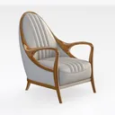 Modern Solid Wood Leather Upholstered Accent Armchair 3D Model Right 45 Degree View