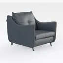 Modern Blue Leather Upholstered Armchair 3D Model Right 45 Degree View