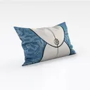 Bohemian Geometric Pattern Fabric Lumbar Pillow 3D Model Right 45 Degree View