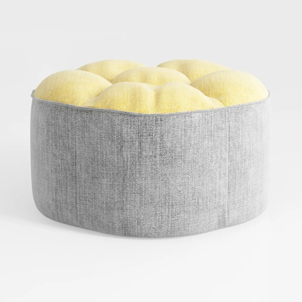 Bayley Transitional Round Braided Pouf in Muted Ye