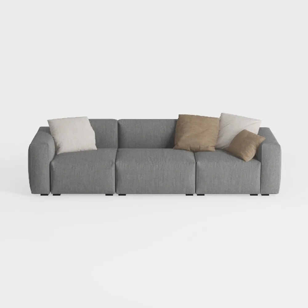 Modular Sectional Sofa,128"" Grey Polyester 4-Seat