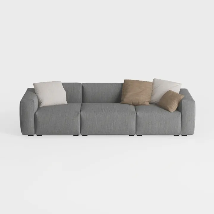 Modular Sectional Sofa,128"" Grey Polyester 4-Seat