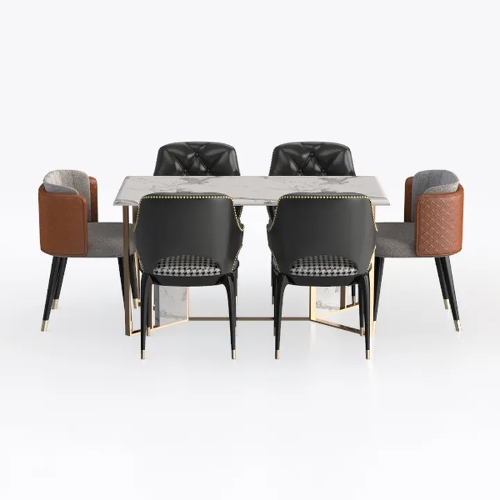 Modern Dining Chair Upholstered Leather with Rubbe
