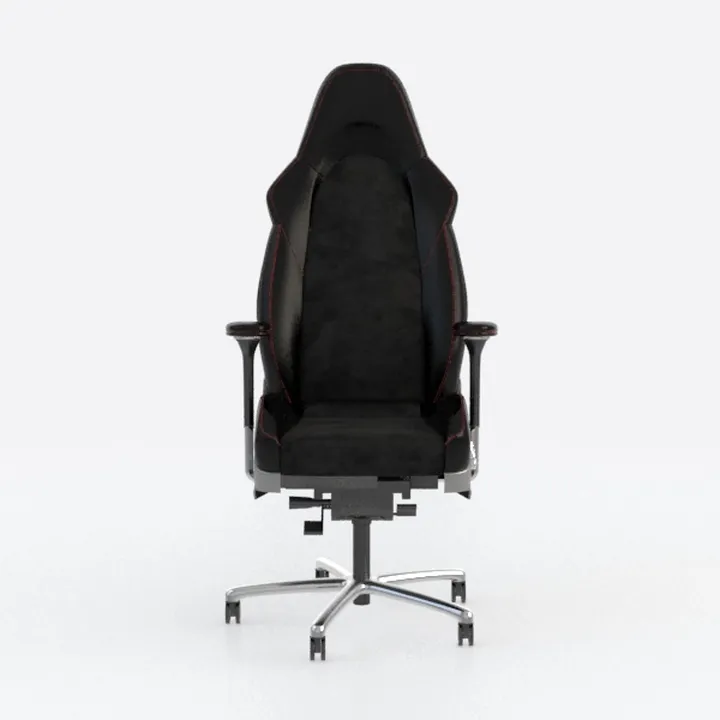 Black Leather Velvet Ergonomic Gaming Chair 3D Model