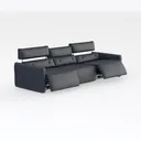 Modern Minimalist Dark Fabric 3 Seat Recliner Sofa 3D Model Right 45 Degree View