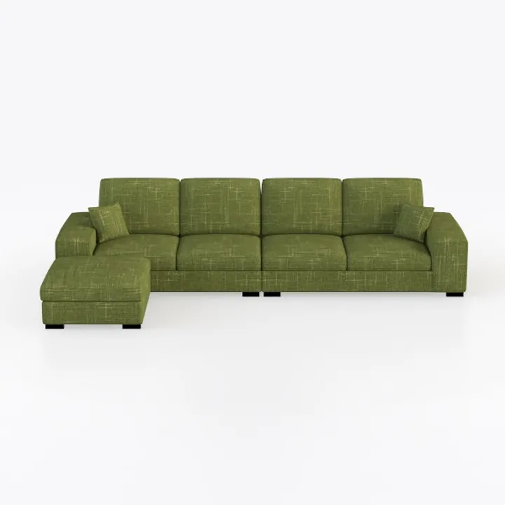 Minimalist Green Fabric L Shaped Sectional Sofa 3D Model