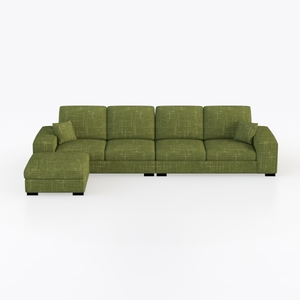Minimalist Green Fabric L Shaped Sectional Sofa 3D Model