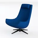 Modern Blue Leather Swivel Armchair 3D Model Left 45 Degree View