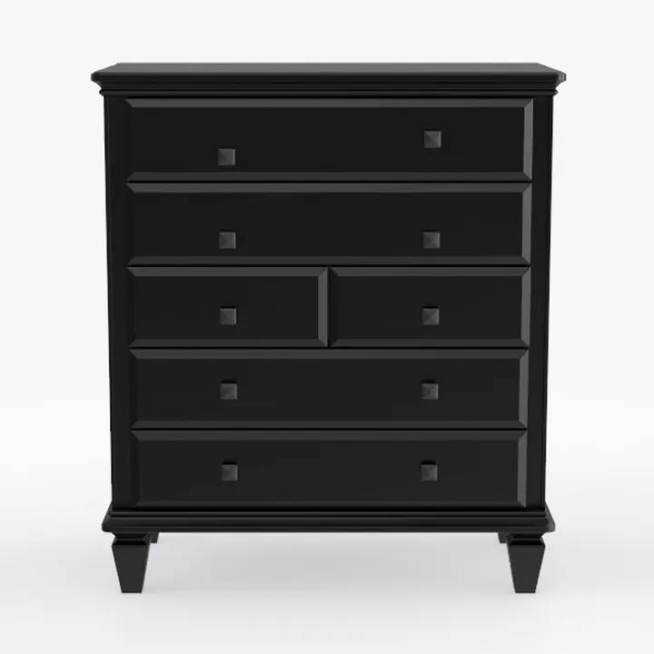 Black 6 Drawer Dresser, Vintage Chest of Drawers