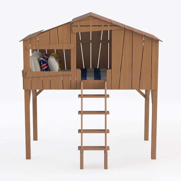 DONCO Kids House Full Solid Wood Low Loft Bed with