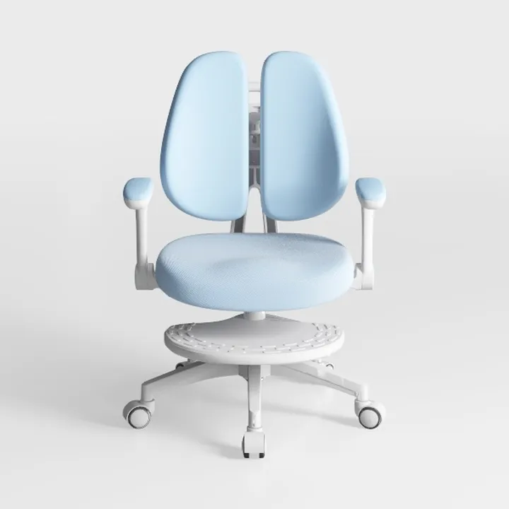 Modern Minimalist Blue Fabric Ergonomic Office Chair 3D Model