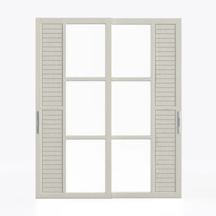 Minimalist White Solid Wood Glass Sliding Door 3D Model