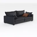 Modern Dark Fabric Upholstered 2 Seat Sofa With Decorative Throw Pillows 3D Model Right 45 Degree View