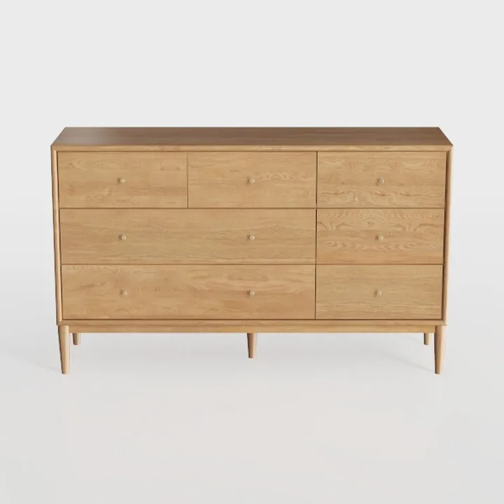 Mid Century Modern Solid Wood 7 Drawer Dresser 3D Model