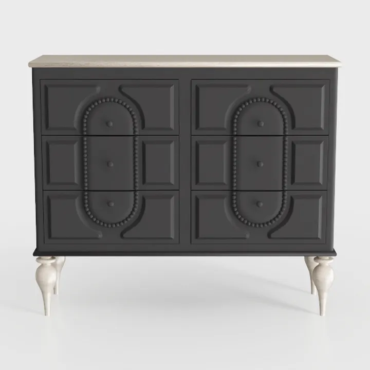 Carved Decorative Storage Cabinet, Fluted Wooden