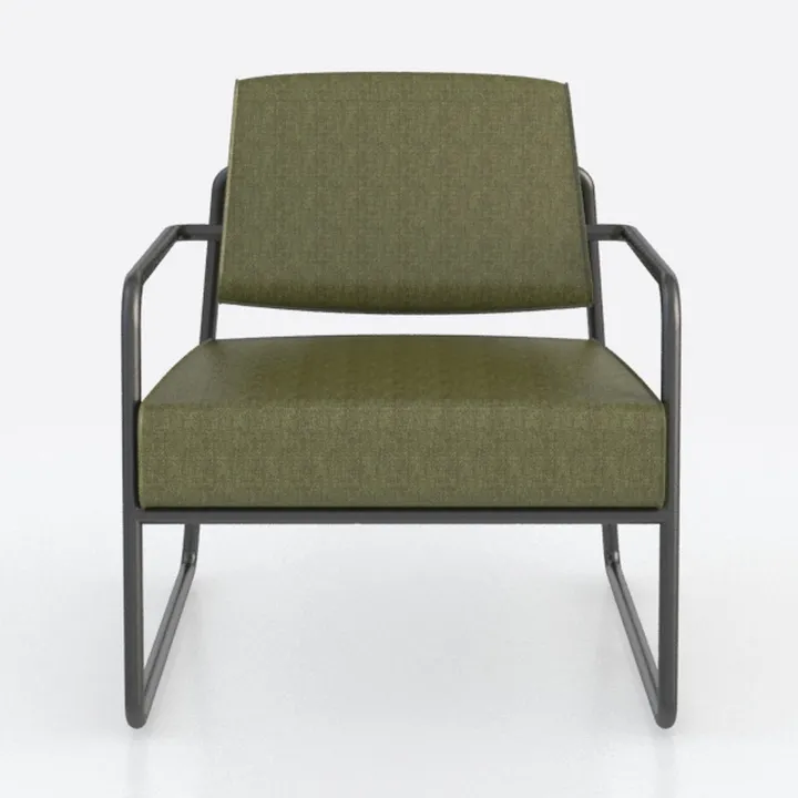 Minimalist Fabric Metal Frame Armchair 3D Model