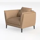 Modern Minimalist Brown Fabric Armchair with Accent Pillow 3D Model Left 45 Degree View