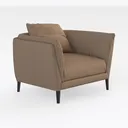 Modern Minimalist Brown Fabric Armchair with Accent Pillow 3D Model Right 45 Degree View