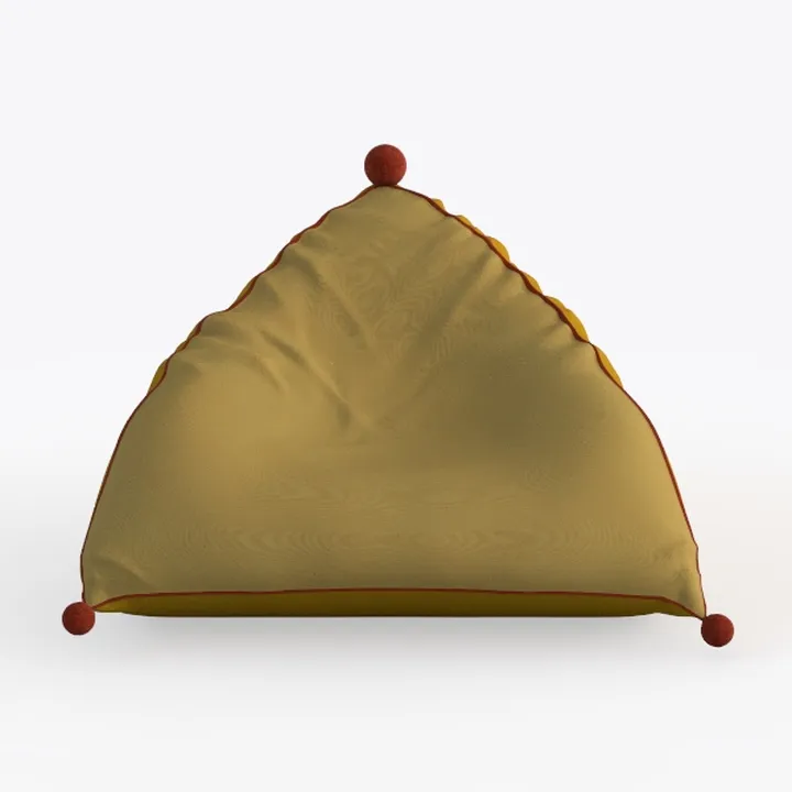 Minimalist Fabric Pom Pom Decor Triangle Bean Bag Chair 3D Model