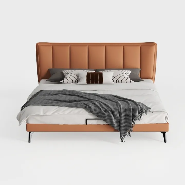 MAKLAINE Modern/Contemporary Cognac Vegan Faux Lea