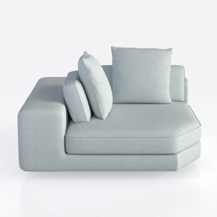 Minimalist Light Blue Fabric Chaise Lounge 3D Model