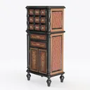 Vintage Ornate Solid Wood Tall Storage Cabinet 3D Model Left 45 Degree View