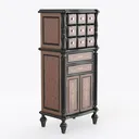 Vintage Ornate Solid Wood Tall Storage Cabinet 3D Model Right 45 Degree View