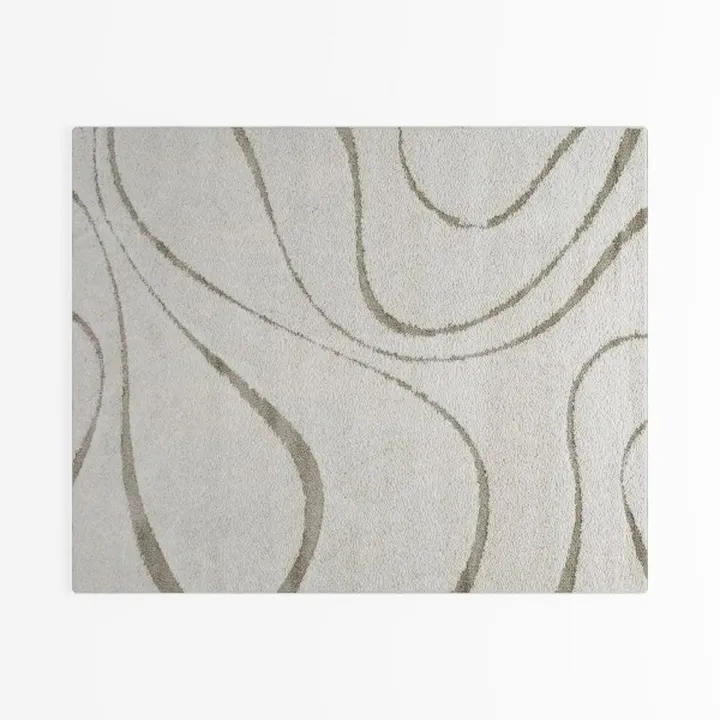 Minimalist Neutral Tone Wave Pattern Area Rug 3D Model