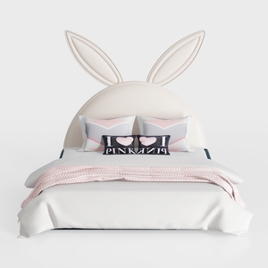 Modern Cute Bunny Ear Upholstered Bed Kids Bedroom Furniture 3D Model