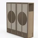 BREEZEHEAT Walnut Buffet Cabinet Set of Left 45 Degree View
