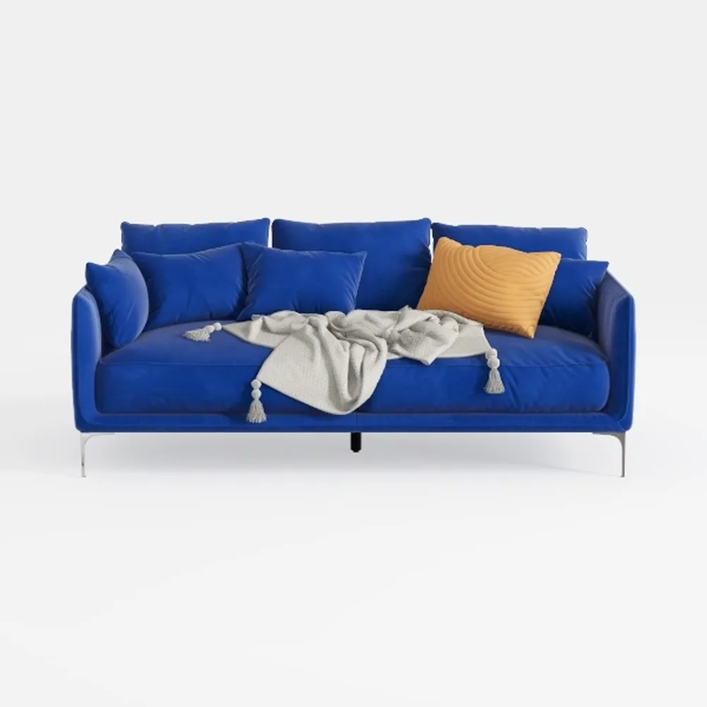 Glory Furniture Delray Velvet Sofa in Navy Blue