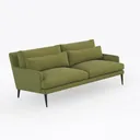 Modern Olive Green Fabric Upholstered 2 Seater Sofa 3D Model Right 45 Degree View