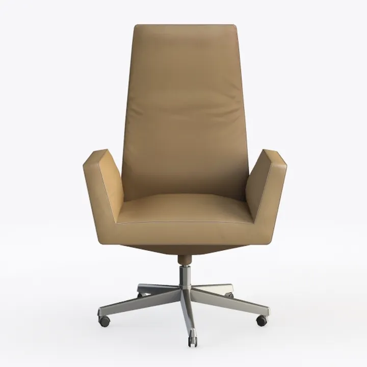 Camel Brown Mid-Century Modern Leatherette Gaslift