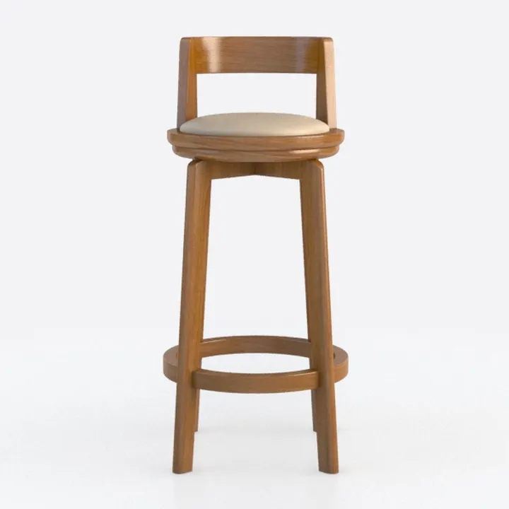 Modern Solid Wood Fabric Upholstered Bar Stool 3D Model