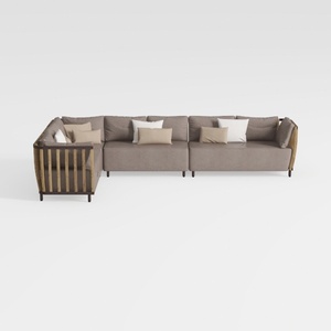 Modern Fabric Wood Accent L Shaped Sectional Sofa 3D Model
