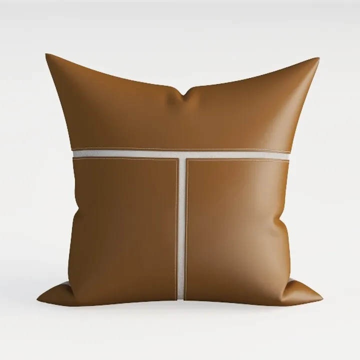 Modern Brown Leather Decorative Throw Pillow 3D Model