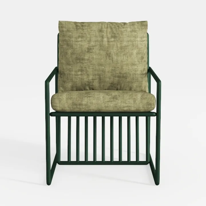 Modern Minimalist Fabric Green Metal Armchair 3D Model