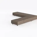 Minimalist Brown Leather L Shape Sectional Sofa 3D Model Left 45 Degree View