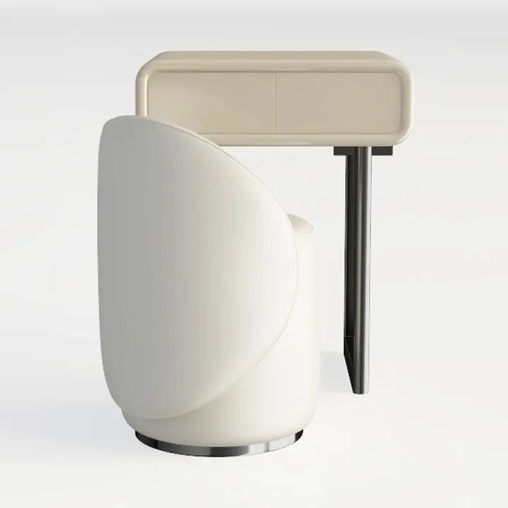 TPTBON Round Vanity Stool with Back, Artificial Le