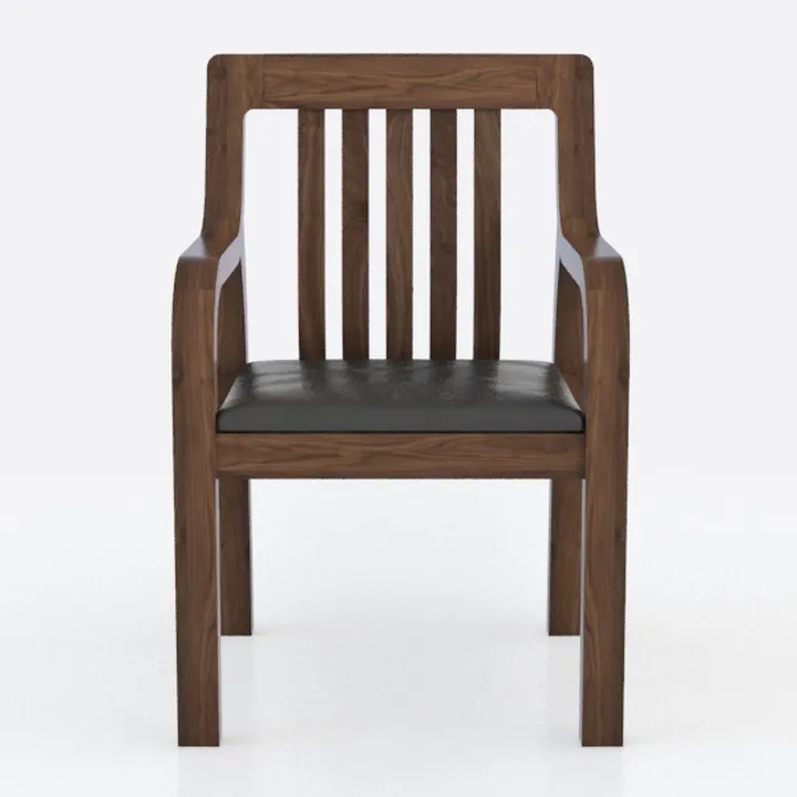 Walnut Wood Leather Upholstered Modern Armchair 3D Model