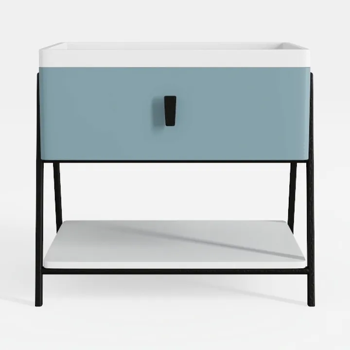 Metal Sidetable with Flap Door, 27.5" Height