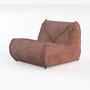 Minimalist Fabric Brown Armless Accent Chair 3D Model Left 45 Degree View