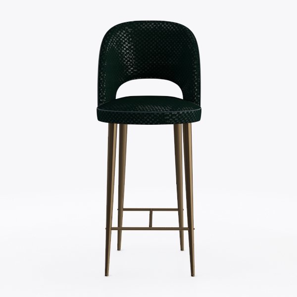 Velvet Upholstered Barstools - Modern Counter Heig