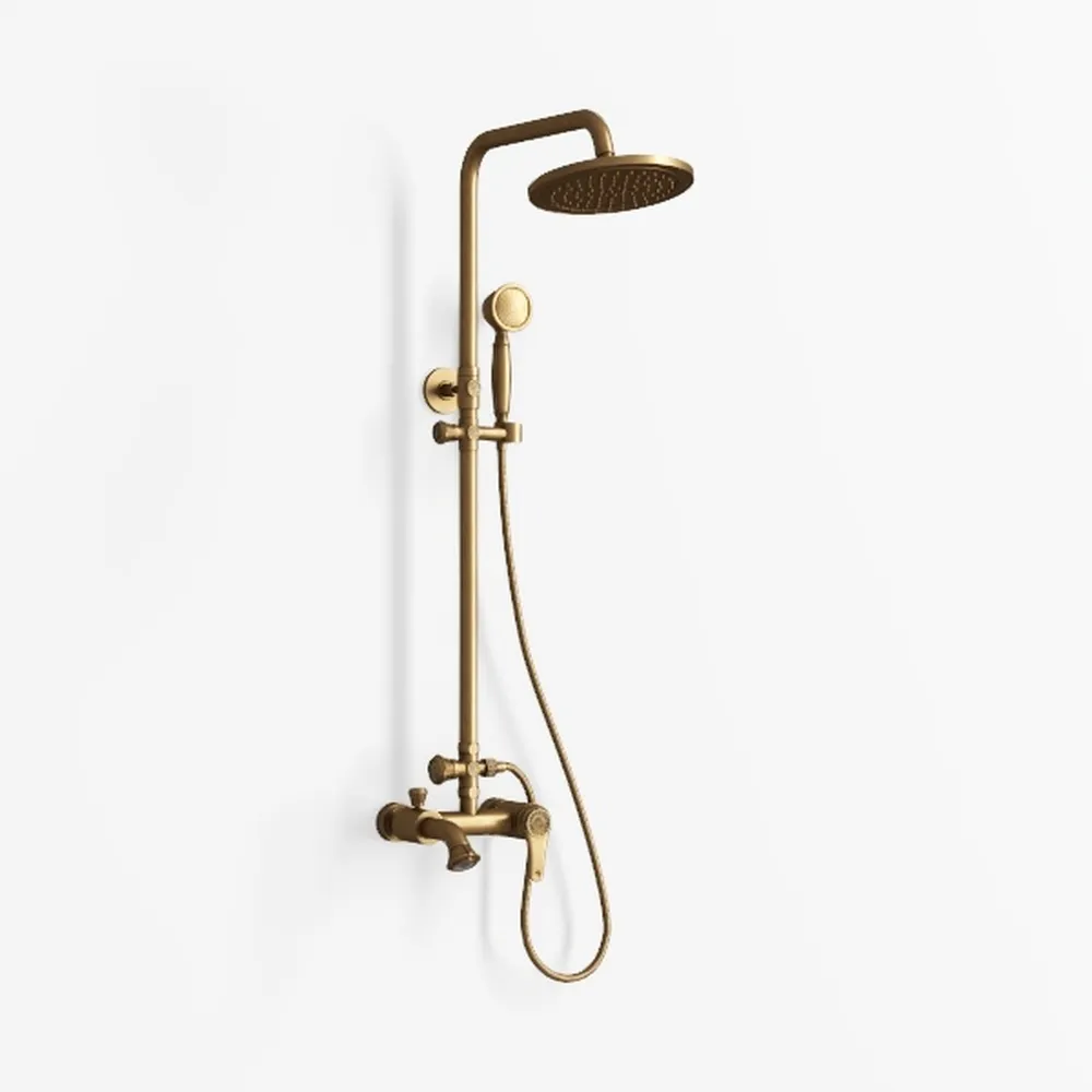 BWE Antique Brass Shower Fixtures 8-Inch Rain