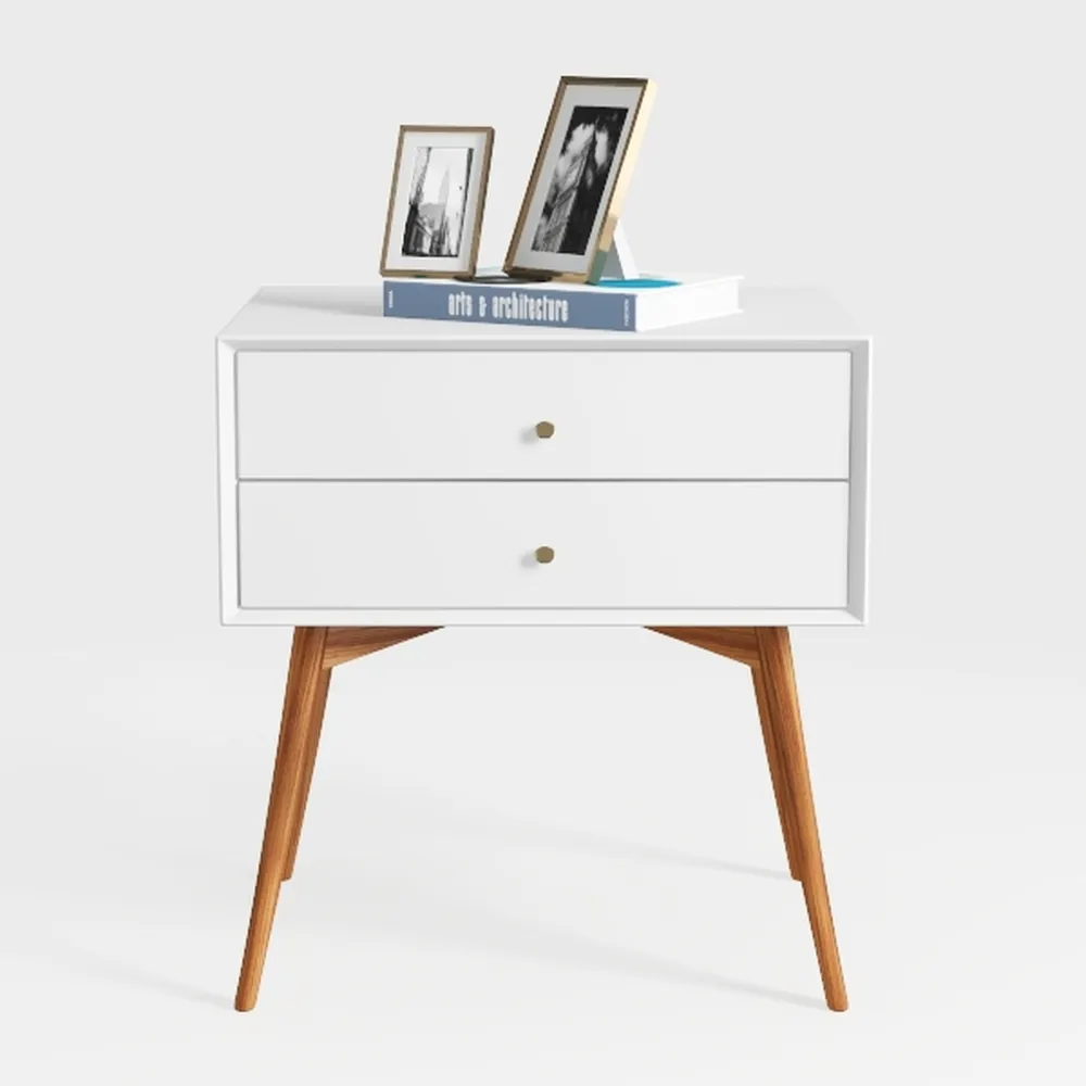 Wood Nightstand, Accent End Table Chest with 2